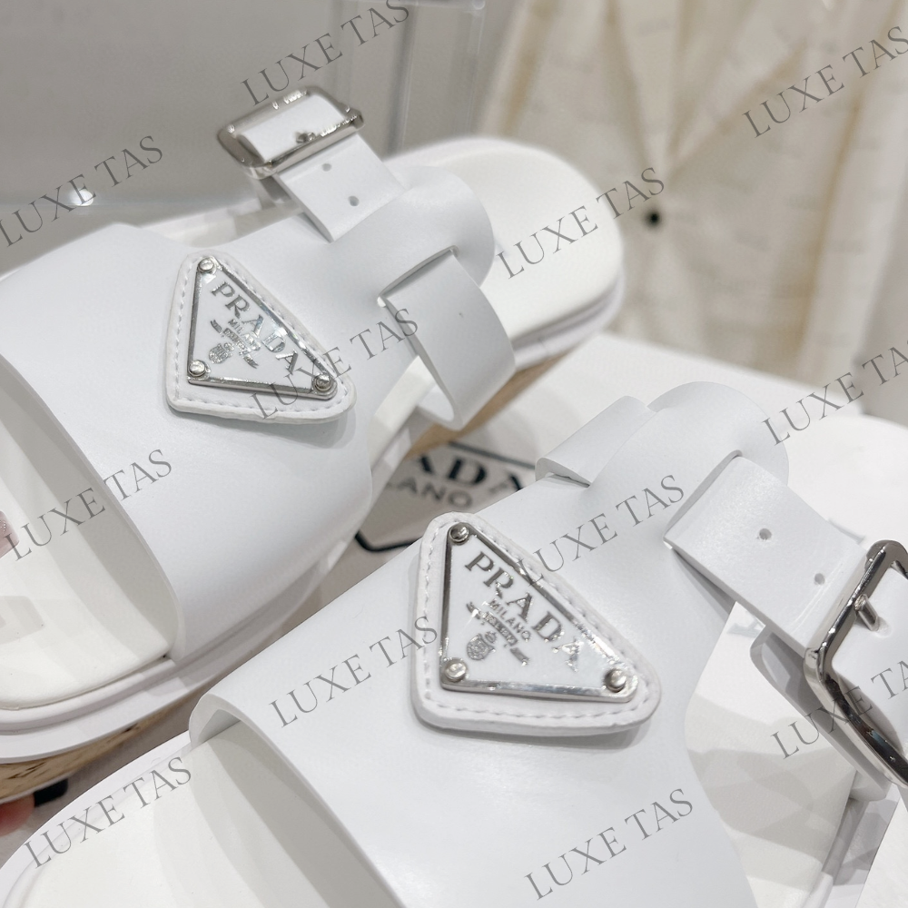 White Rubber Wedge Platform Sandals Designer Slides & Sandals for Women
