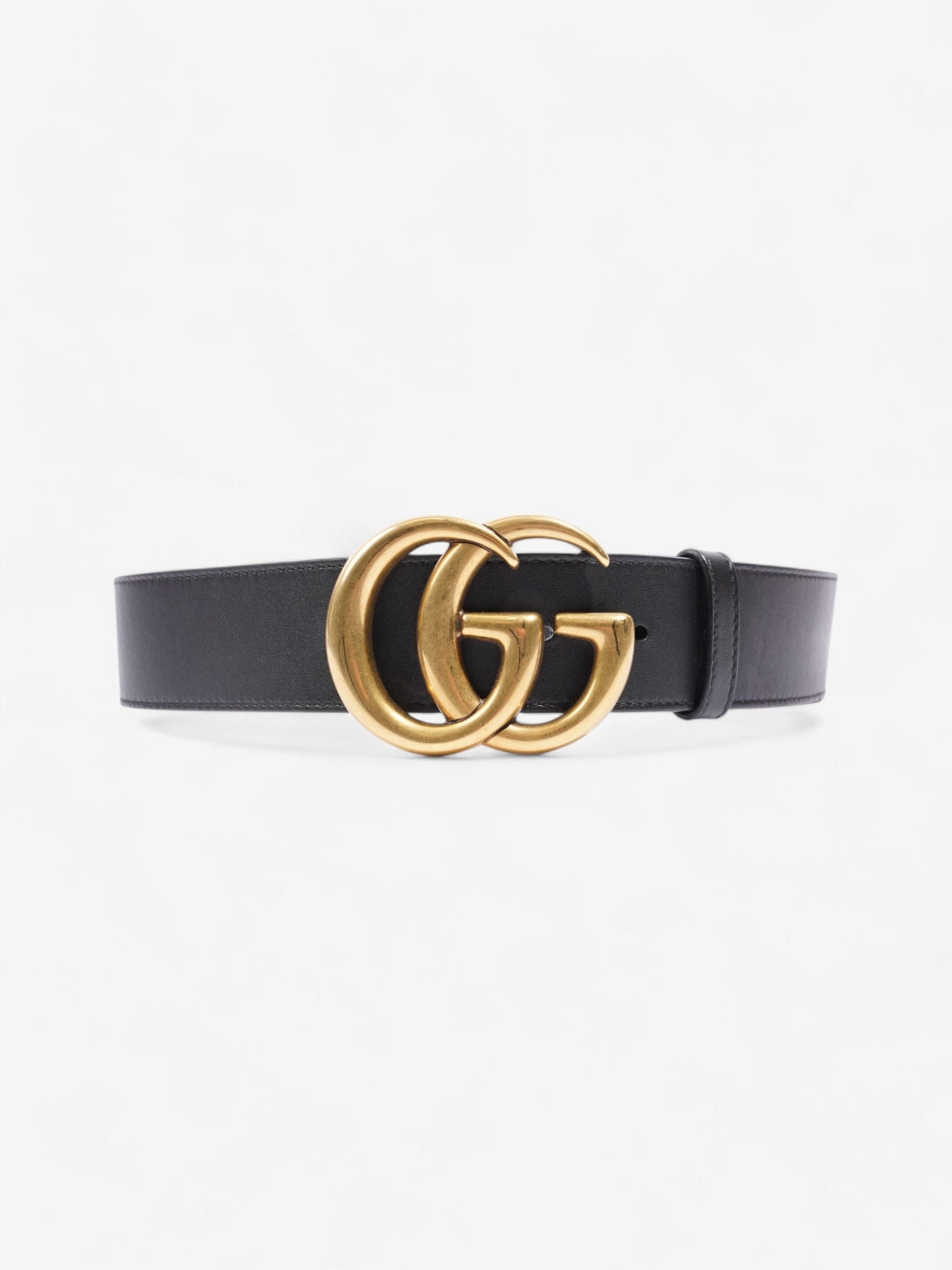 Gucci GG Marmont Wide Belt Blackk / Gold Leather 75cm / 30"