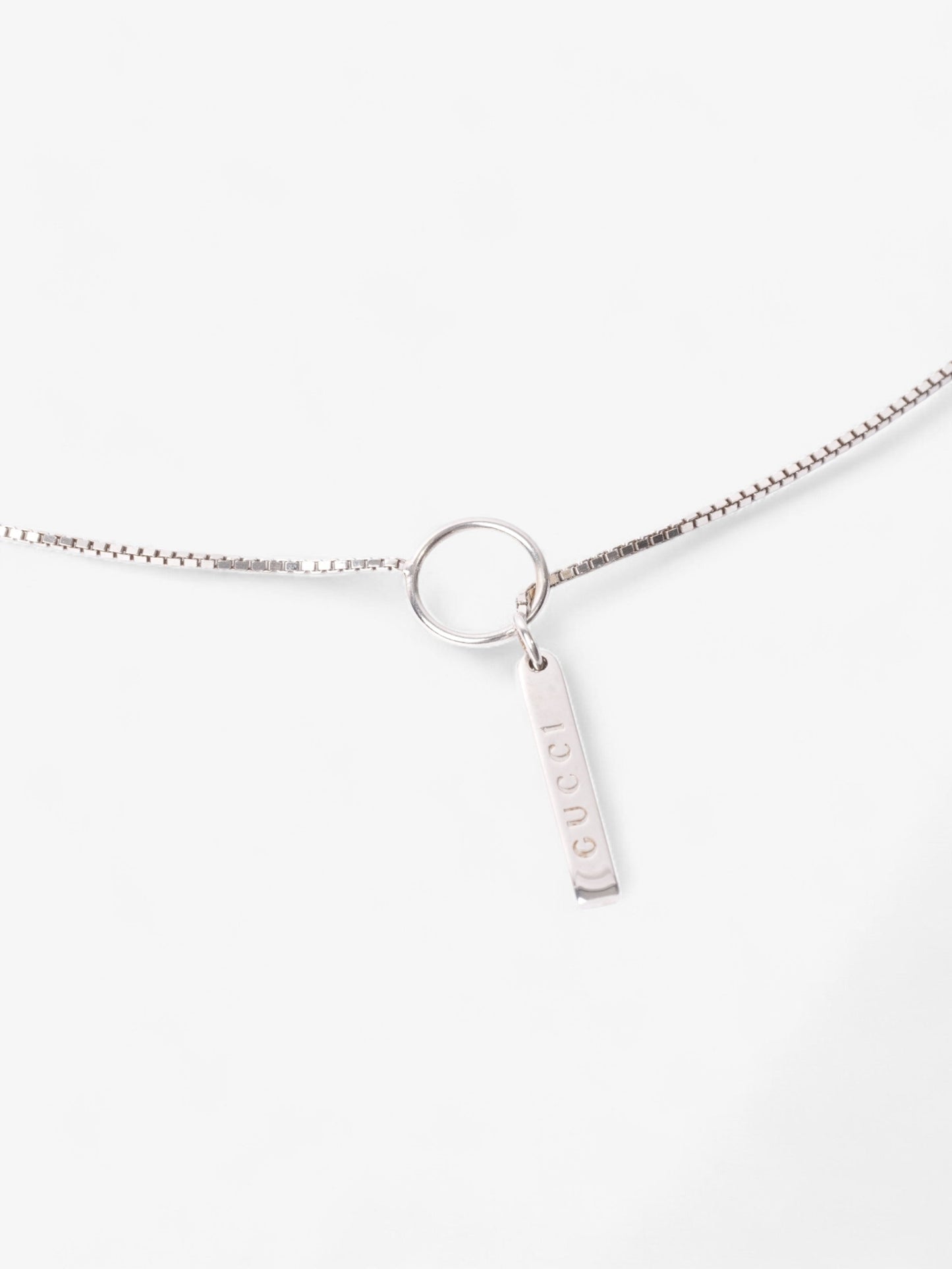 Gucci Logo Drop Necklace White Gold White Gold