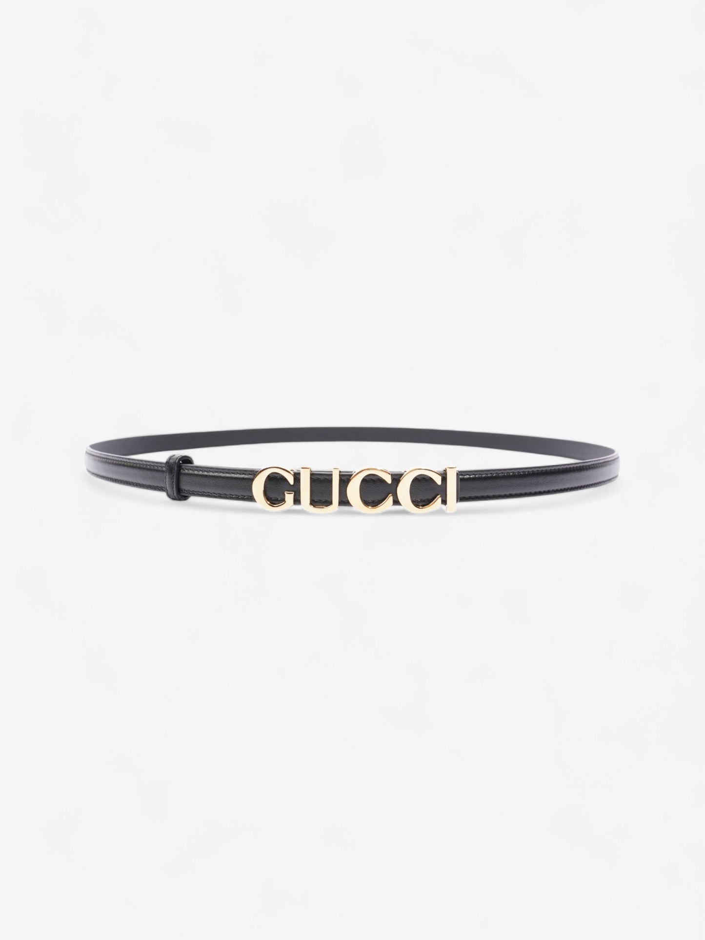 Gucci Buckle Thin Belt Black / Gold Leather 105cm / 42"