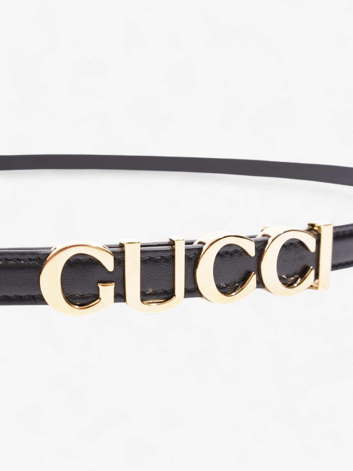 Gucci Buckle Thin Belt Black / Gold Leather 105cm / 42"