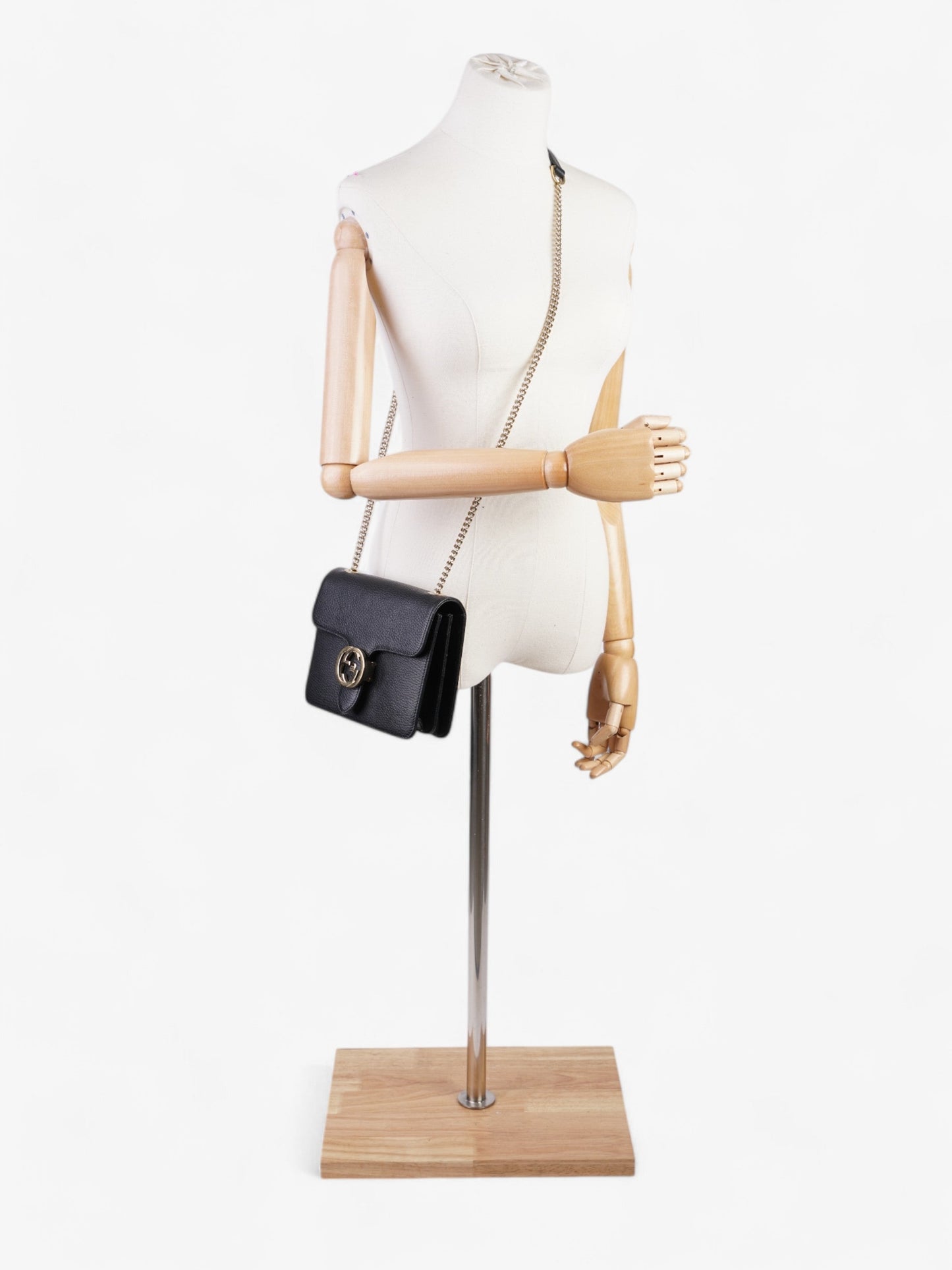 Gucci Dollar Interlocking G Black Calfskin Leather Small