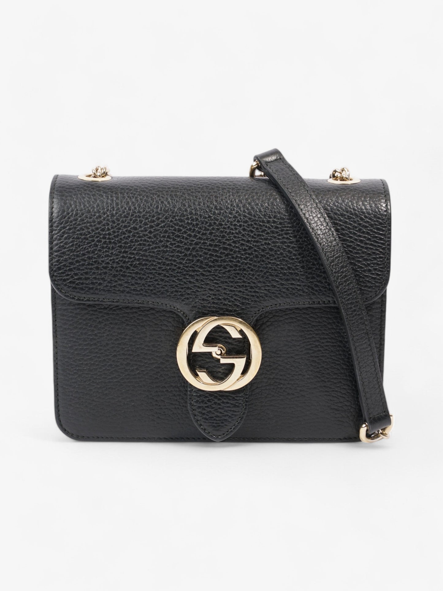 Gucci Dollar Interlocking G Black Calfskin Leather Small