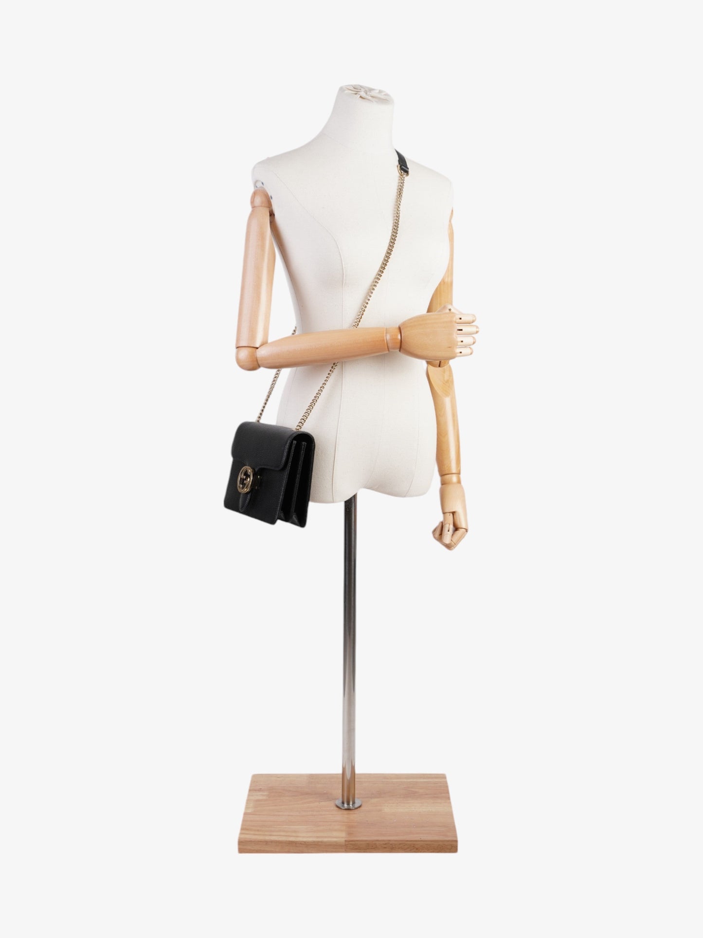 Gucci Interlocking GG  Black Leather Small