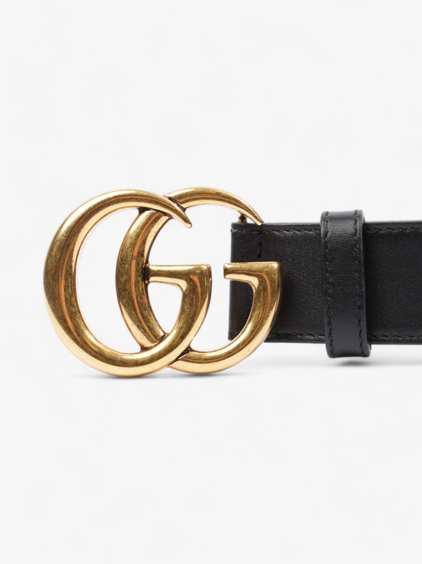 Gucci GG Marmont Belt Black / Gold Leather 70cm / 28"