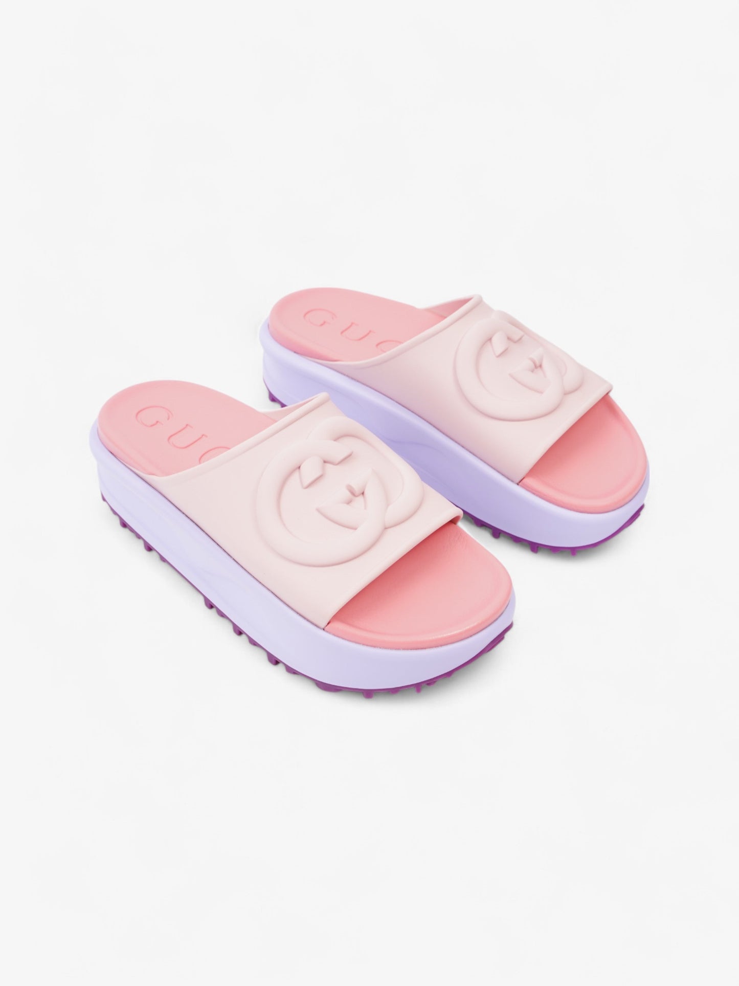 Gucci GG Platform Slides Pink / Purple Rubber EU 38 UK 5