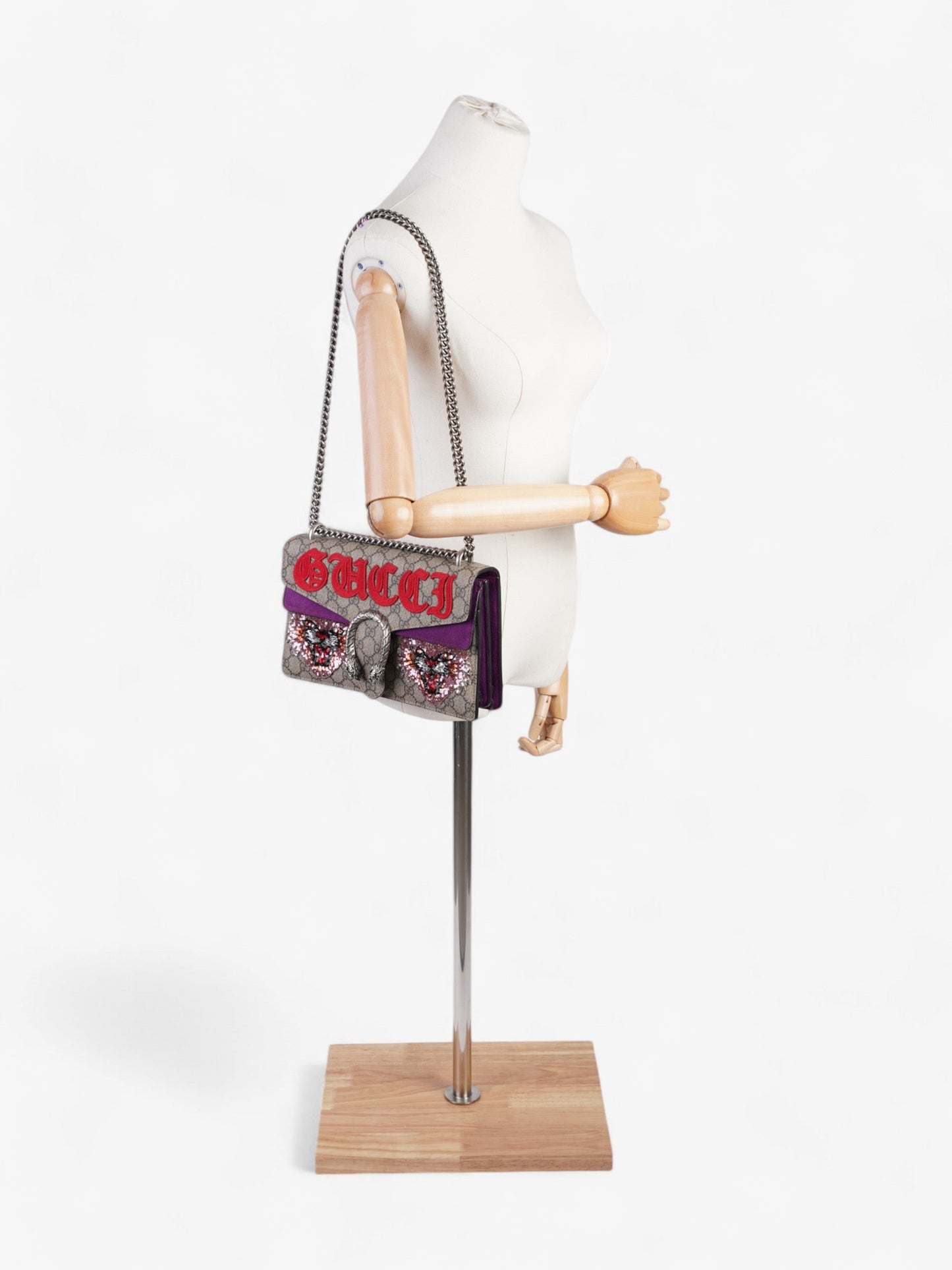 Gucci Embroidered Dionysus GG Supreme / Purple / Red Canvas Small