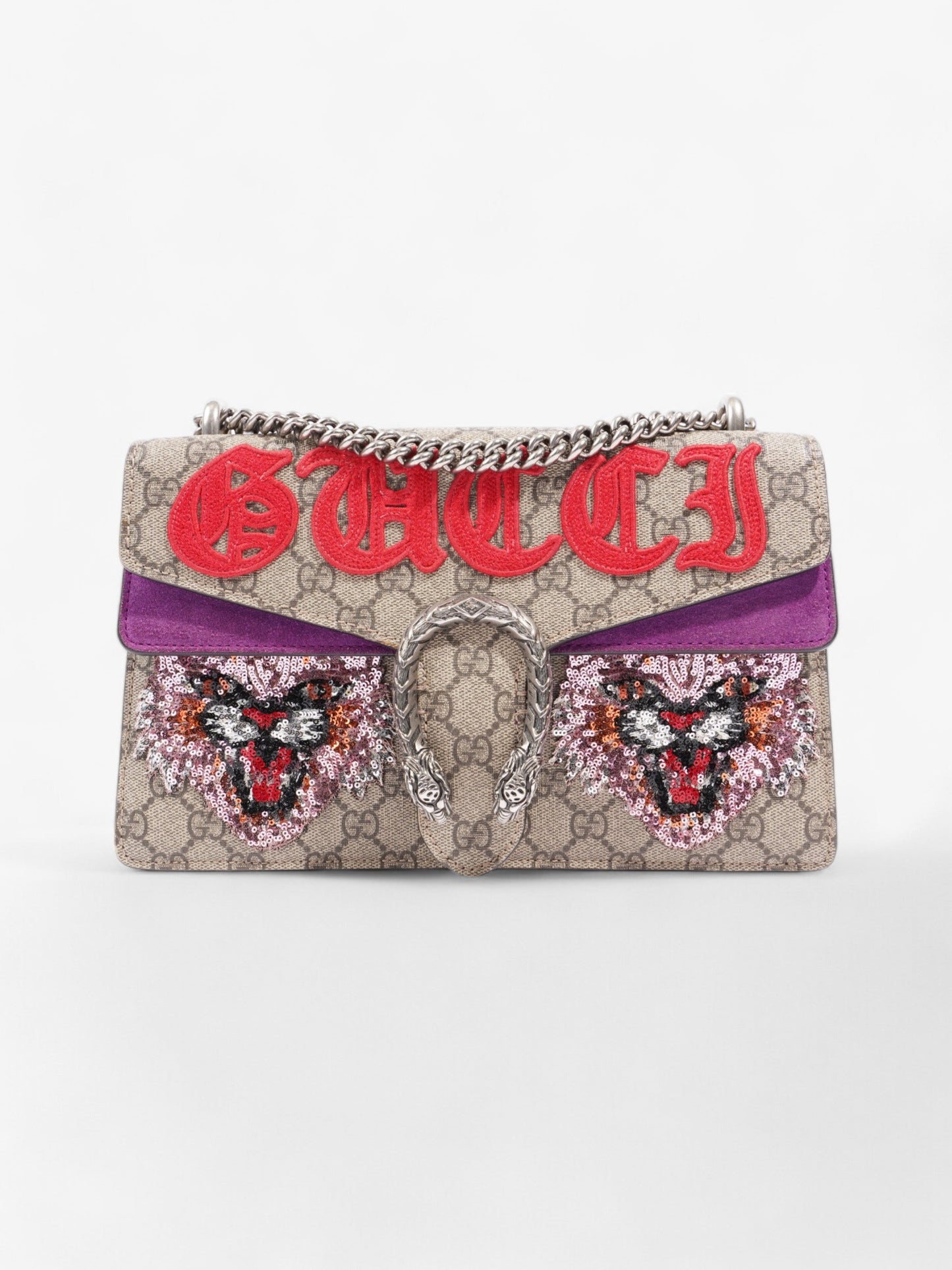 Gucci Embroidered Dionysus GG Supreme / Purple / Red Canvas Small