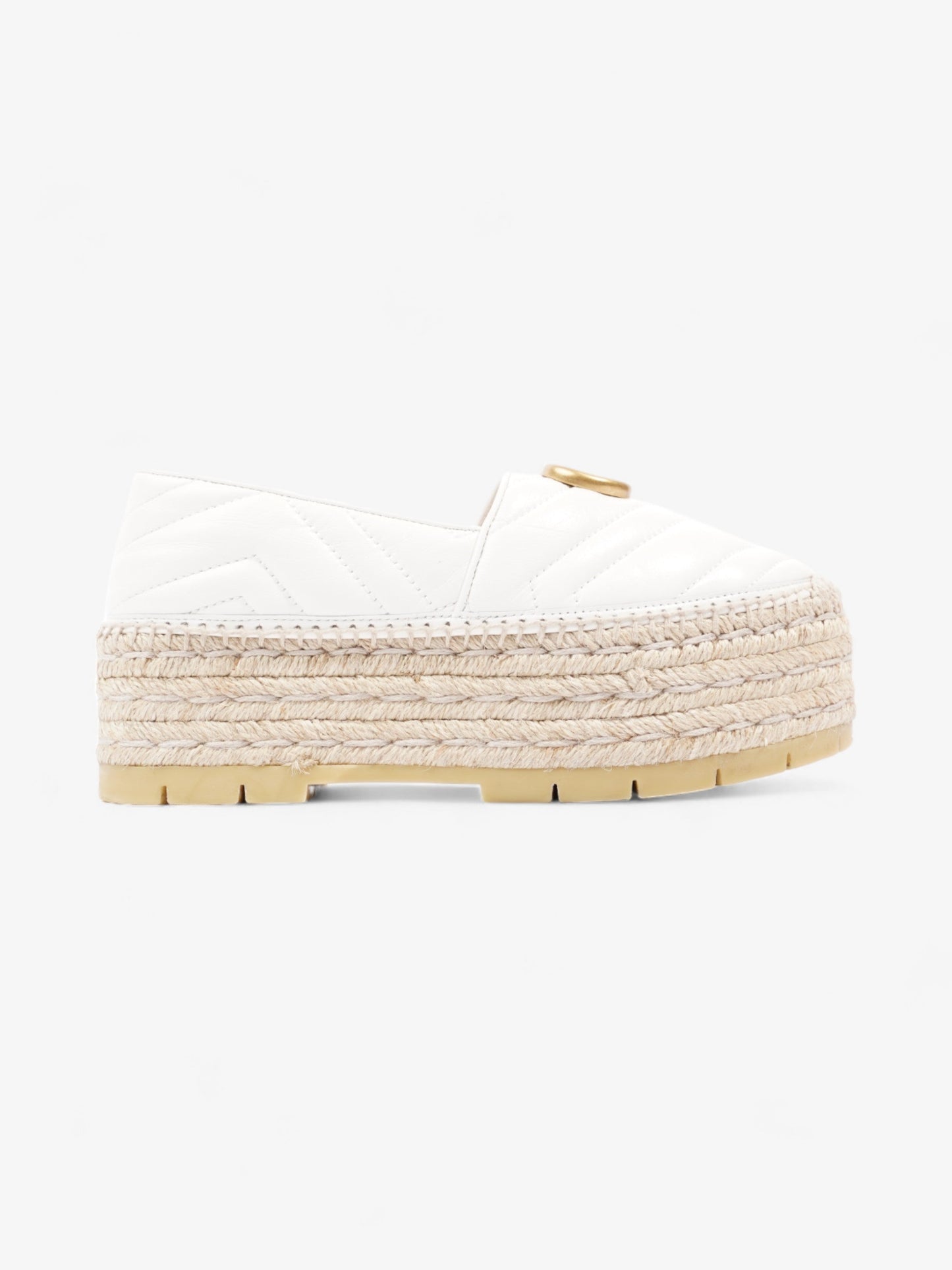 Gucci GG Marmont Platform Espadrille White / Gold Nappa Leather EU 36.5 UK 3.5