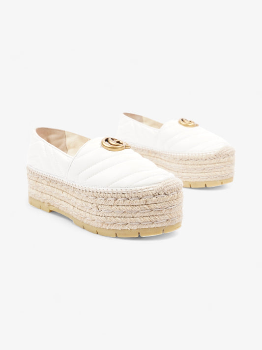 Gucci GG Marmont Platform Espadrille White / Gold Nappa Leather EU 36.5 UK 3.5