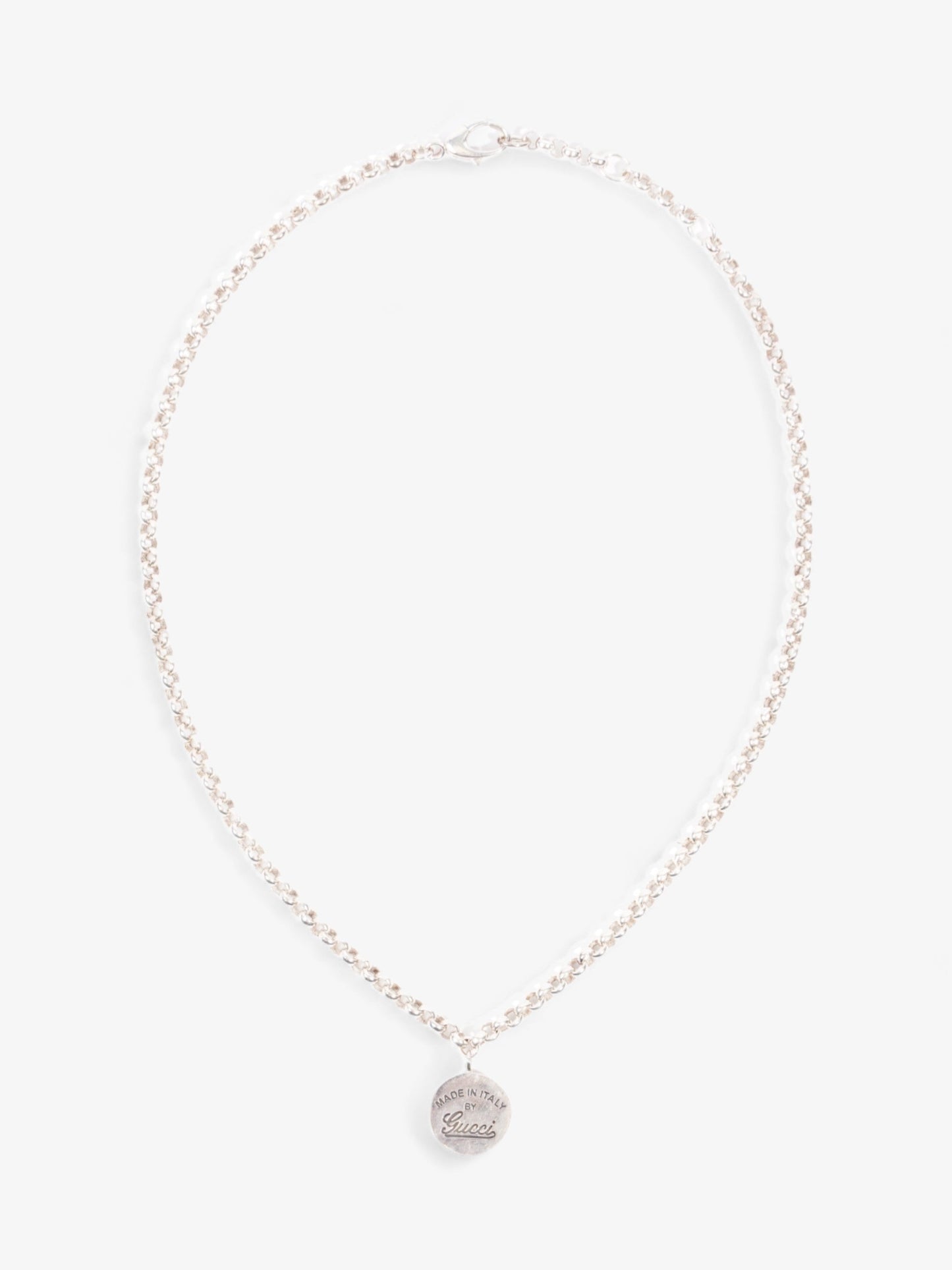 Gucci Logo Circle Necklace Silver Silver Sterling