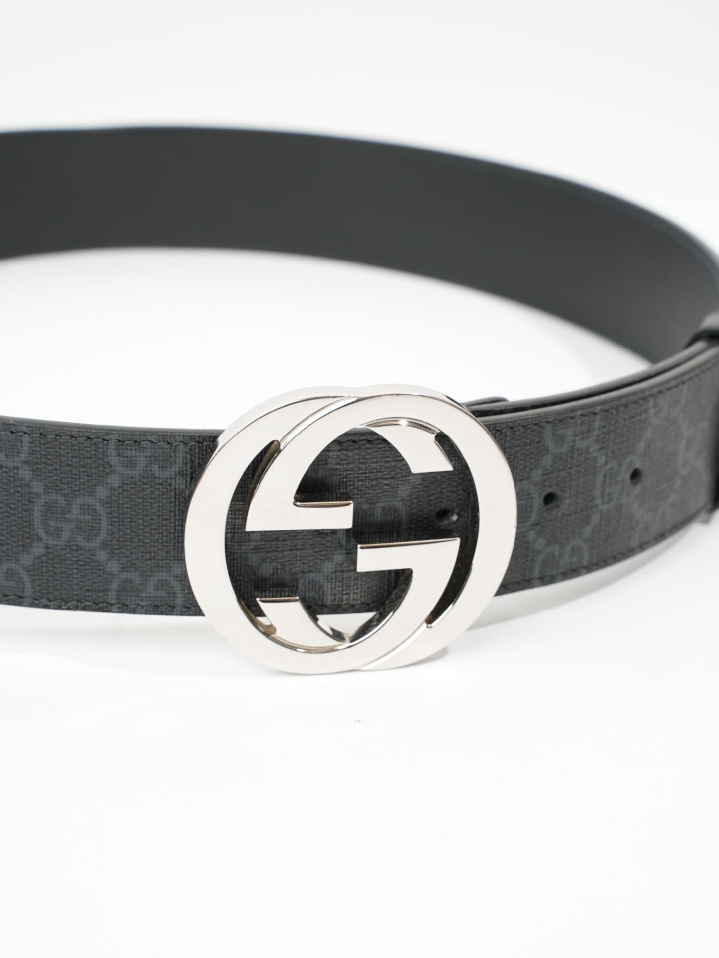 Gucci Interlocking G Belt Black GG Supreme Coated Canvas 85cm 34"