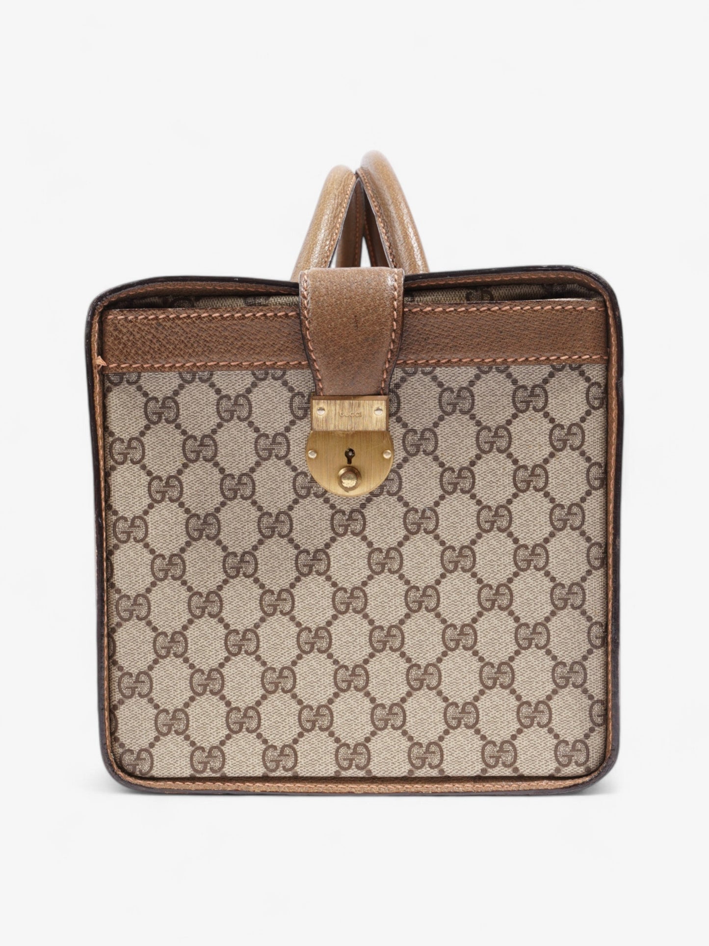 Gucci Hard Train Vanity Case GG Supreme / Brown / Green Coated Canvas