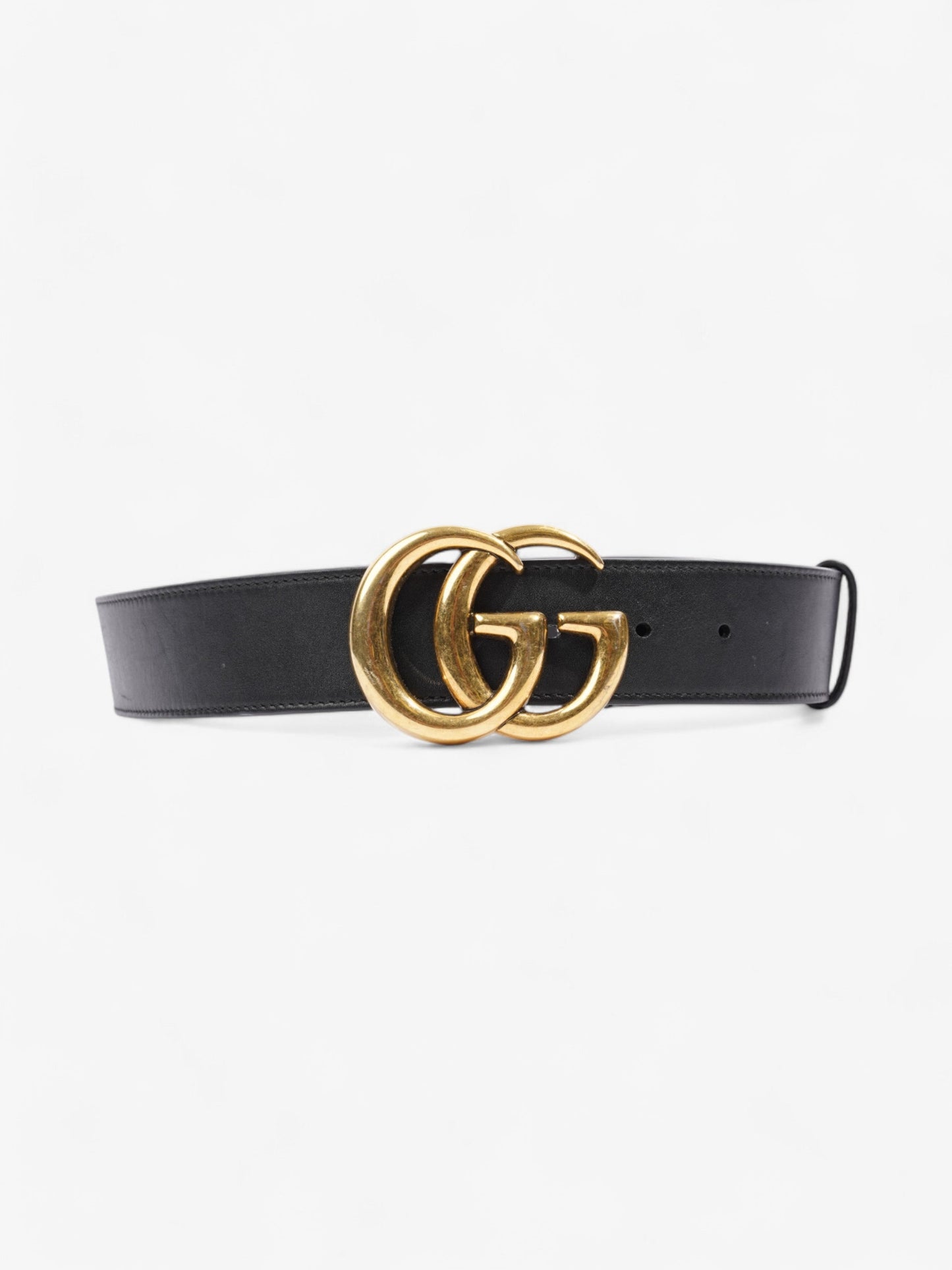 Gucci GG Marmont 2015 Re-Edition Wide Belt Black / Gold Leather 85cm / 34"