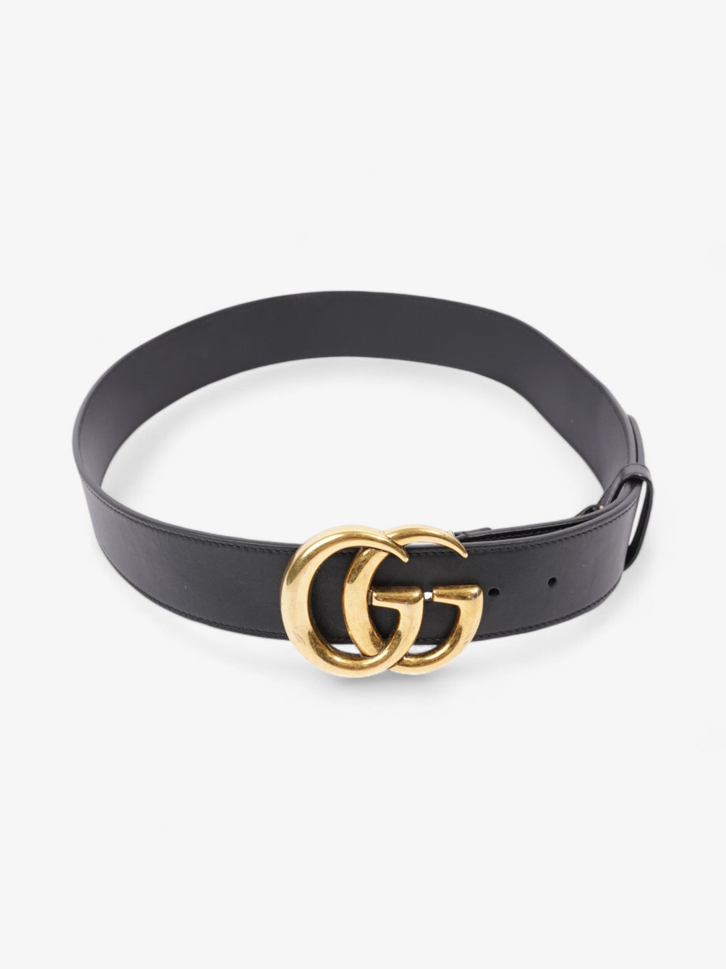 Gucci GG Marmont 2015 Re-Edition Wide Belt Black / Gold Leather 85cm / 34"
