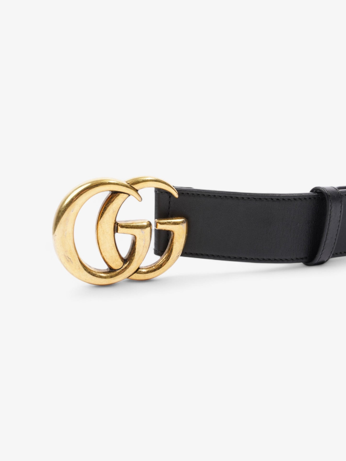 Gucci GG Marmont 2015 Re-Edition Wide Belt Black / Gold Leather 85cm / 34"