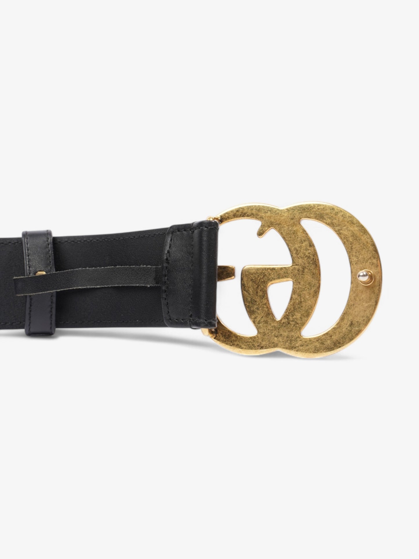 Gucci GG Marmont 2015 Re-Edition Wide Belt Black / Gold Leather 85cm / 34"