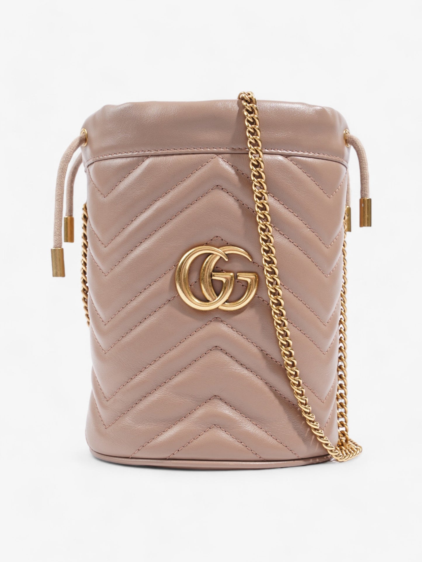 Gucci GG Marmont Bucket Bag Dusty Pink Matelasse Leather Mini