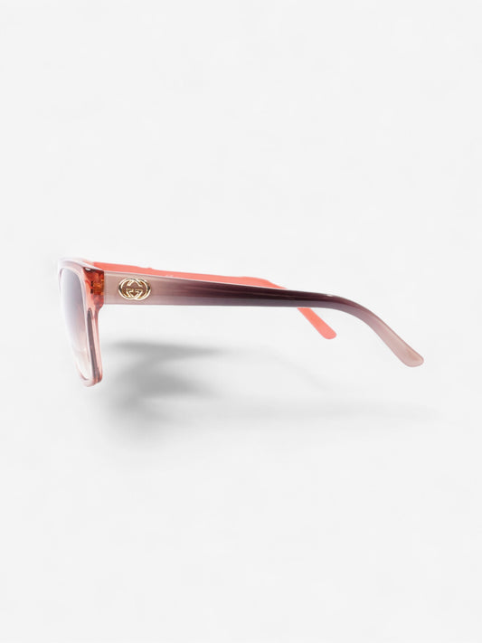 Gucci Clear Frame Sunglasses Coral / Beige Acetate 135mm