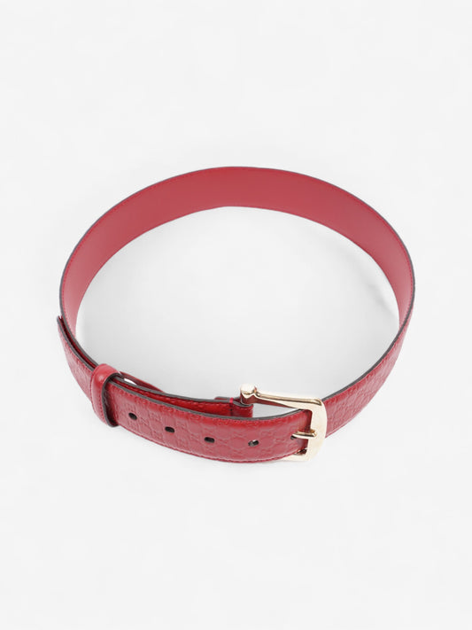Gucci Buckle Belt Red Leather 80cm 32"