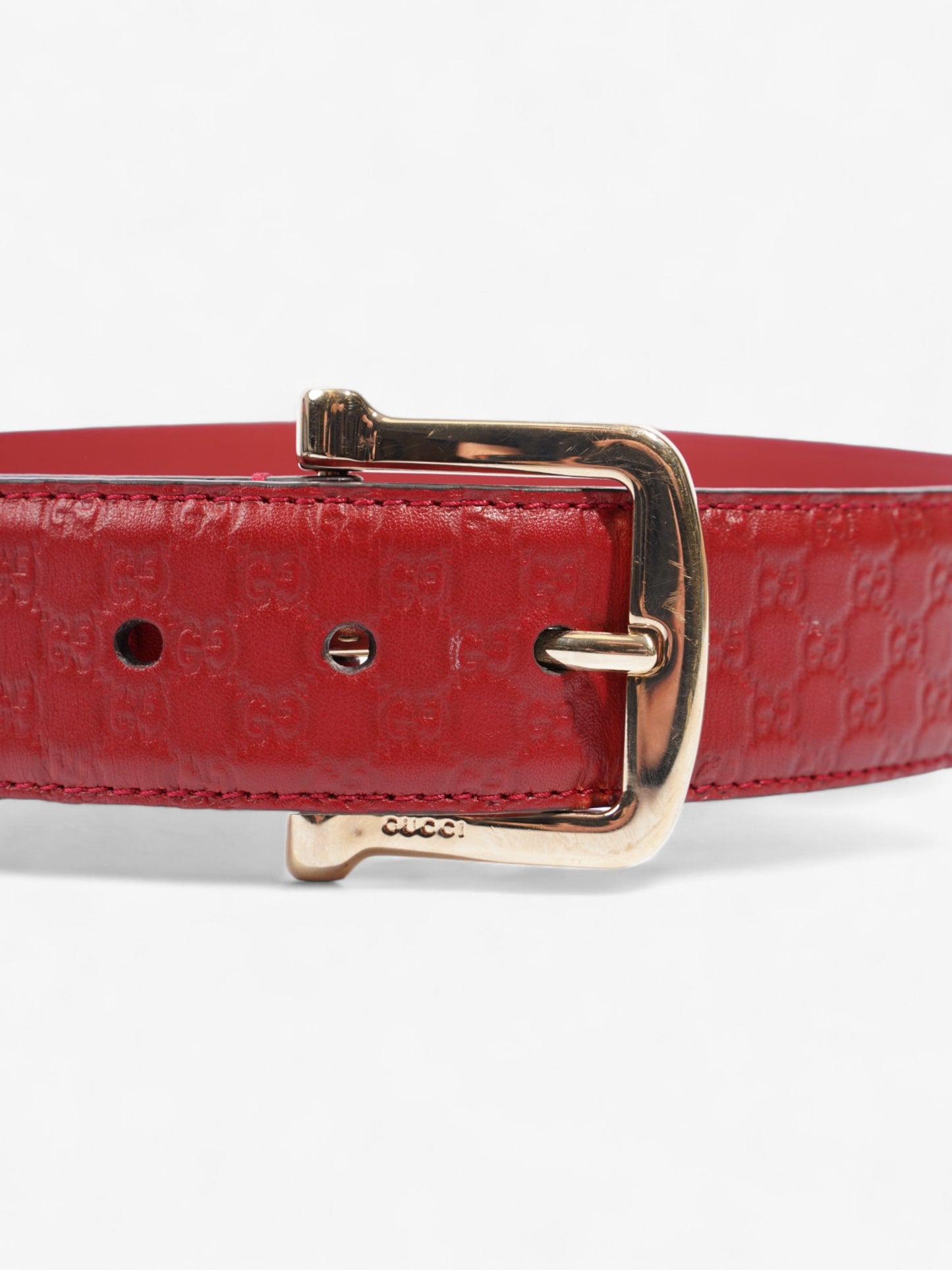 Gucci Buckle Belt Red Leather 80cm 32"
