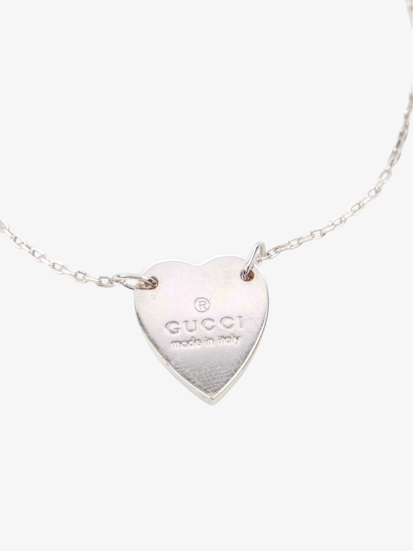Gucci Trademark Heart Tag Bracelet Silver Silver Sterling 17cm