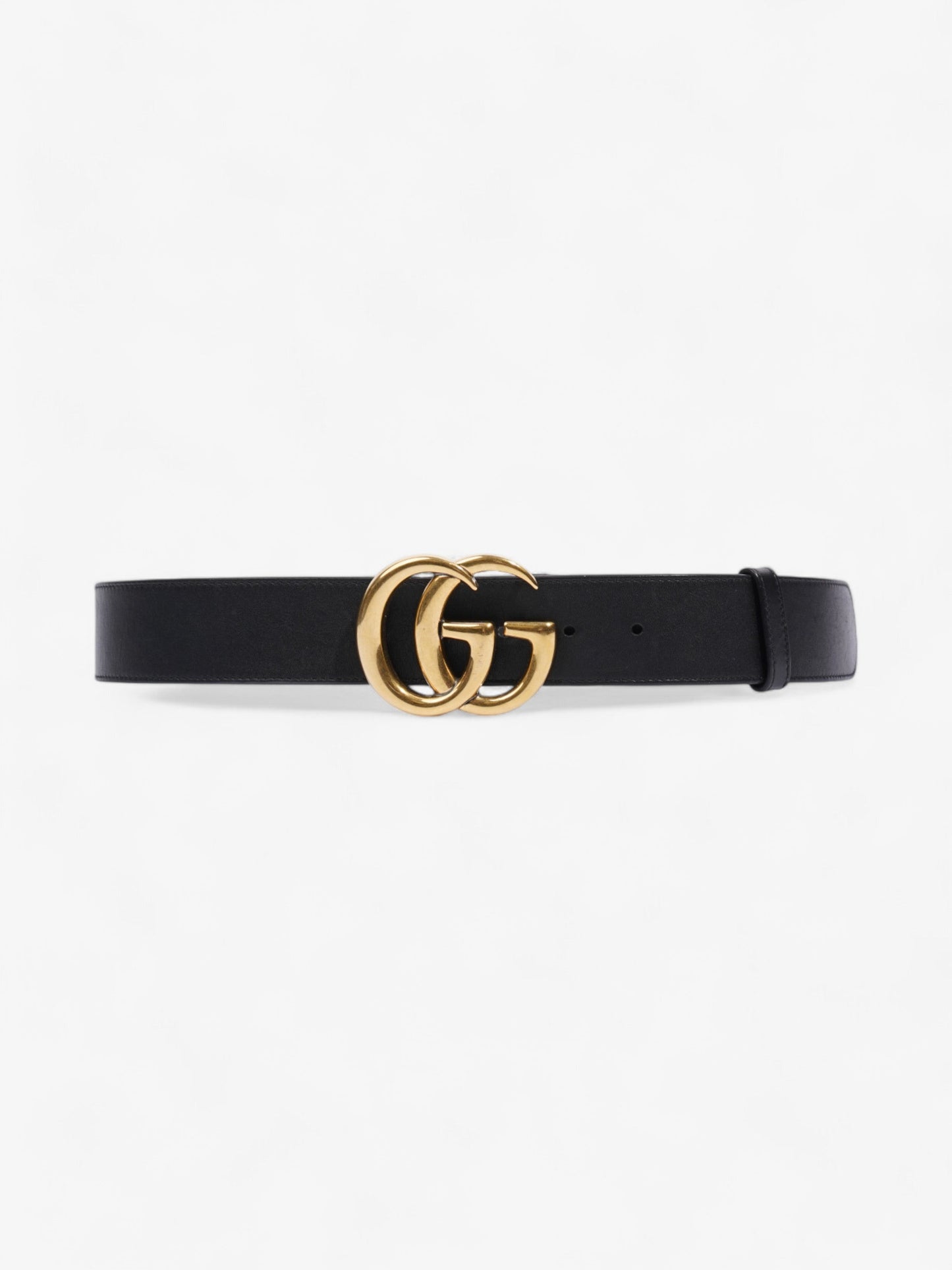 Gucci GG Marmont 2015 Re-Edition Wide Belt Black / Gold Leather 85cm / 34"