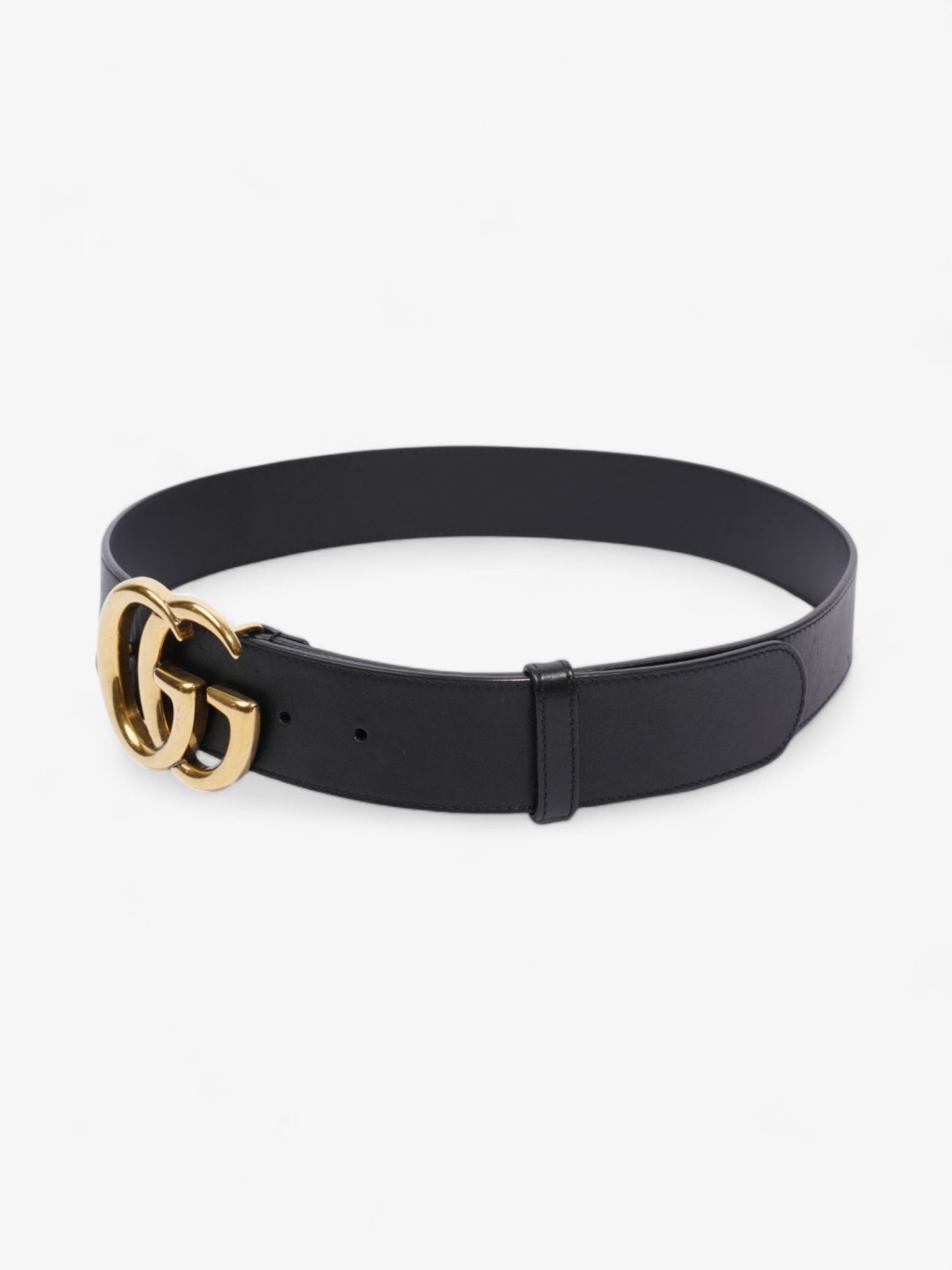 Gucci GG Marmont 2015 Re-Edition Wide Belt Black / Gold Leather 85cm / 34"
