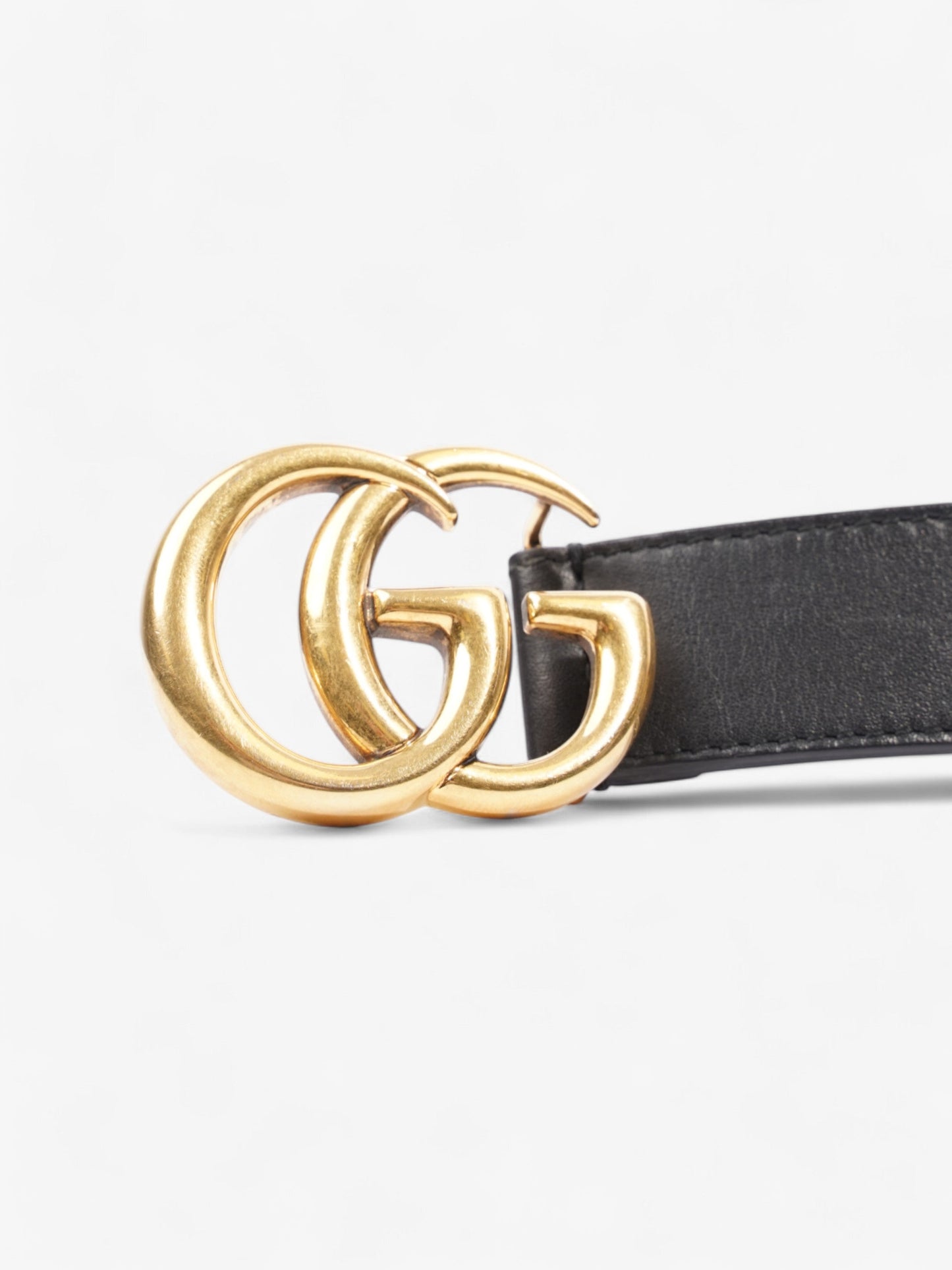 Gucci GG Marmont Belt Black / Gold Leather 80cm / 32"