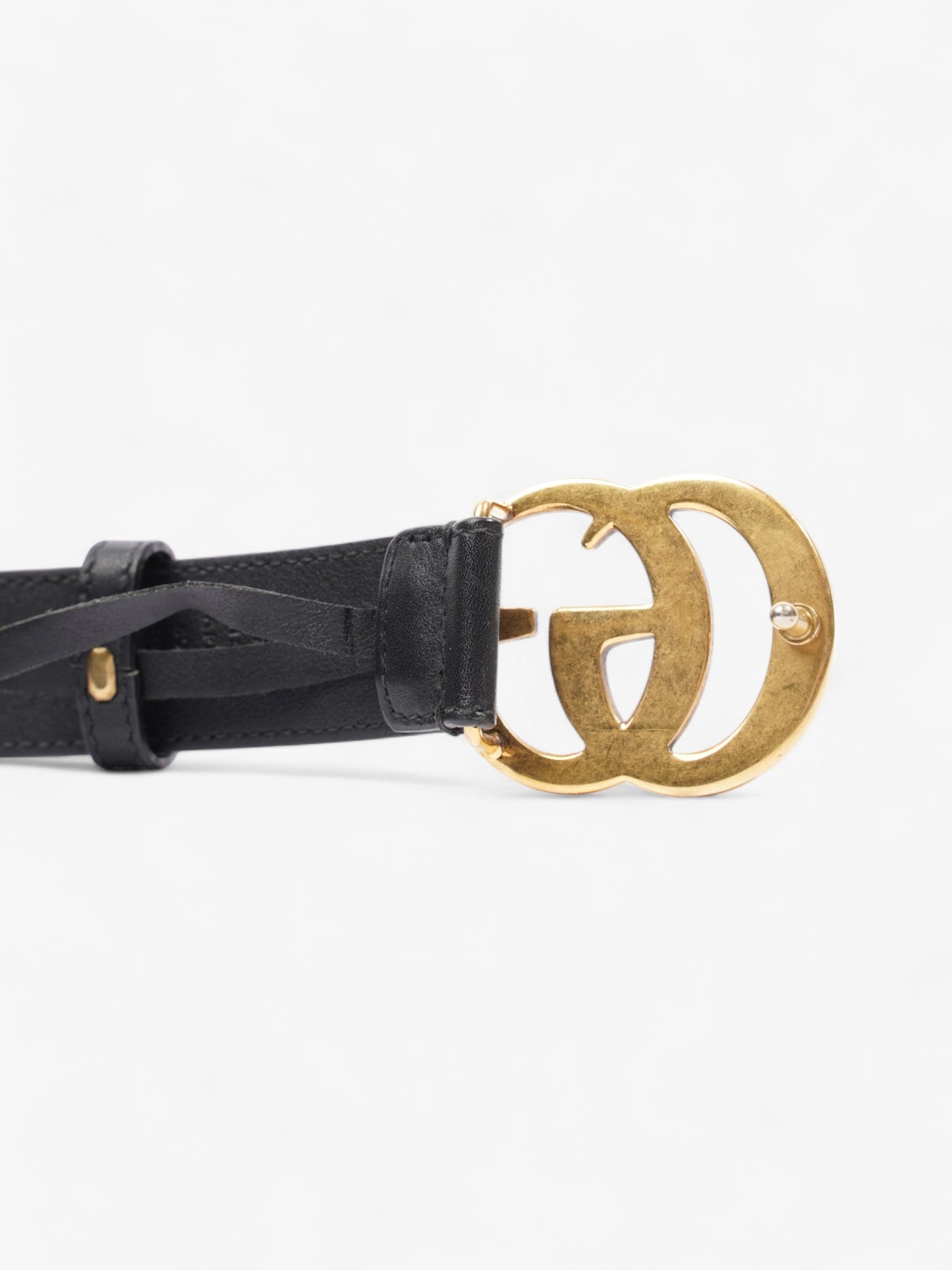 Gucci GG Marmont Belt Black / Gold Leather 80cm / 32"