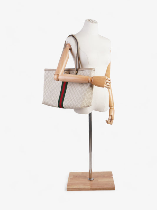Gucci Ophidia Tote Bag Beige / White / Green Canvas Medium