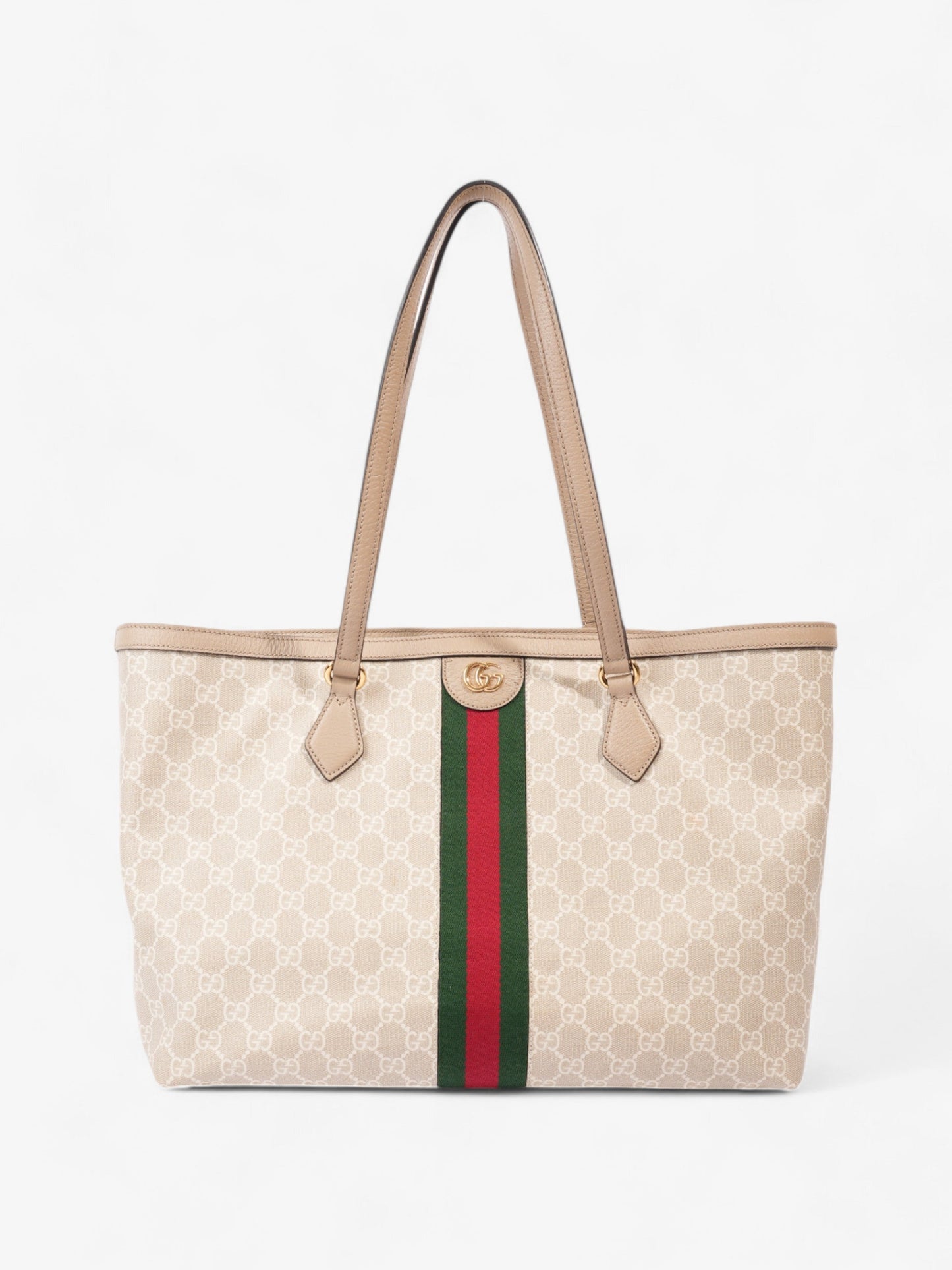 Gucci Ophidia Tote Bag Beige / White / Green Canvas Medium