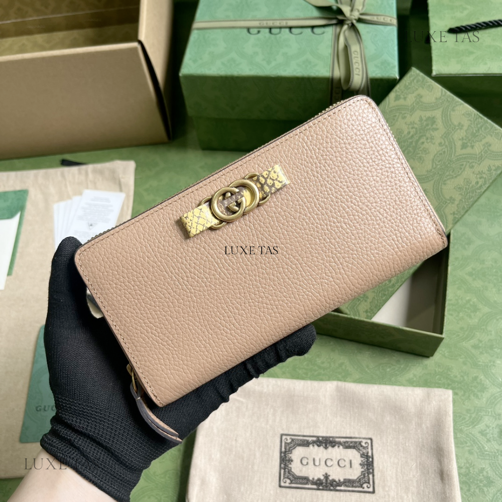 Zip Wallet With Interlocking G Python Bow Leather Wallet for Women