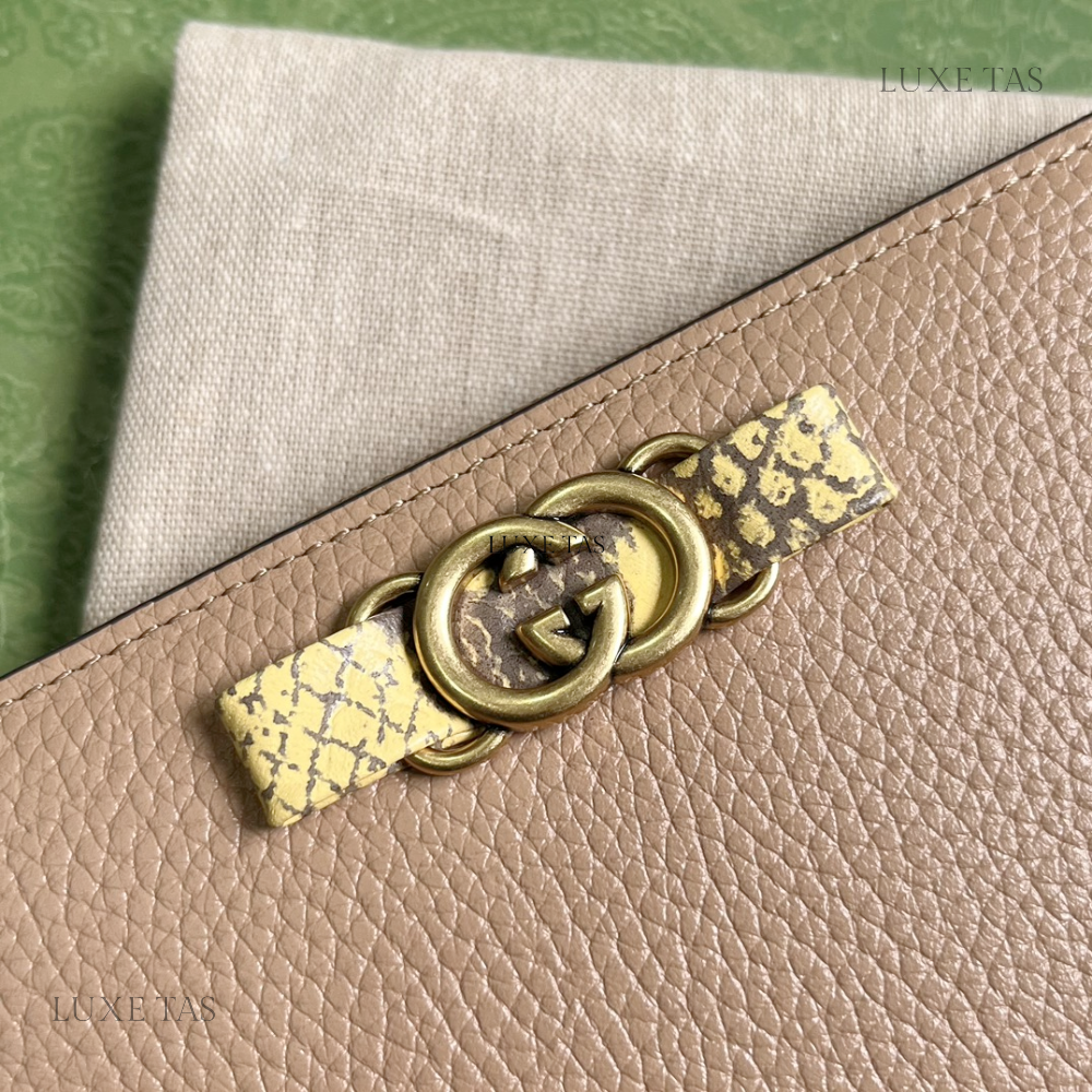 Zip Wallet With Interlocking G Python Bow Leather Wallet for Women