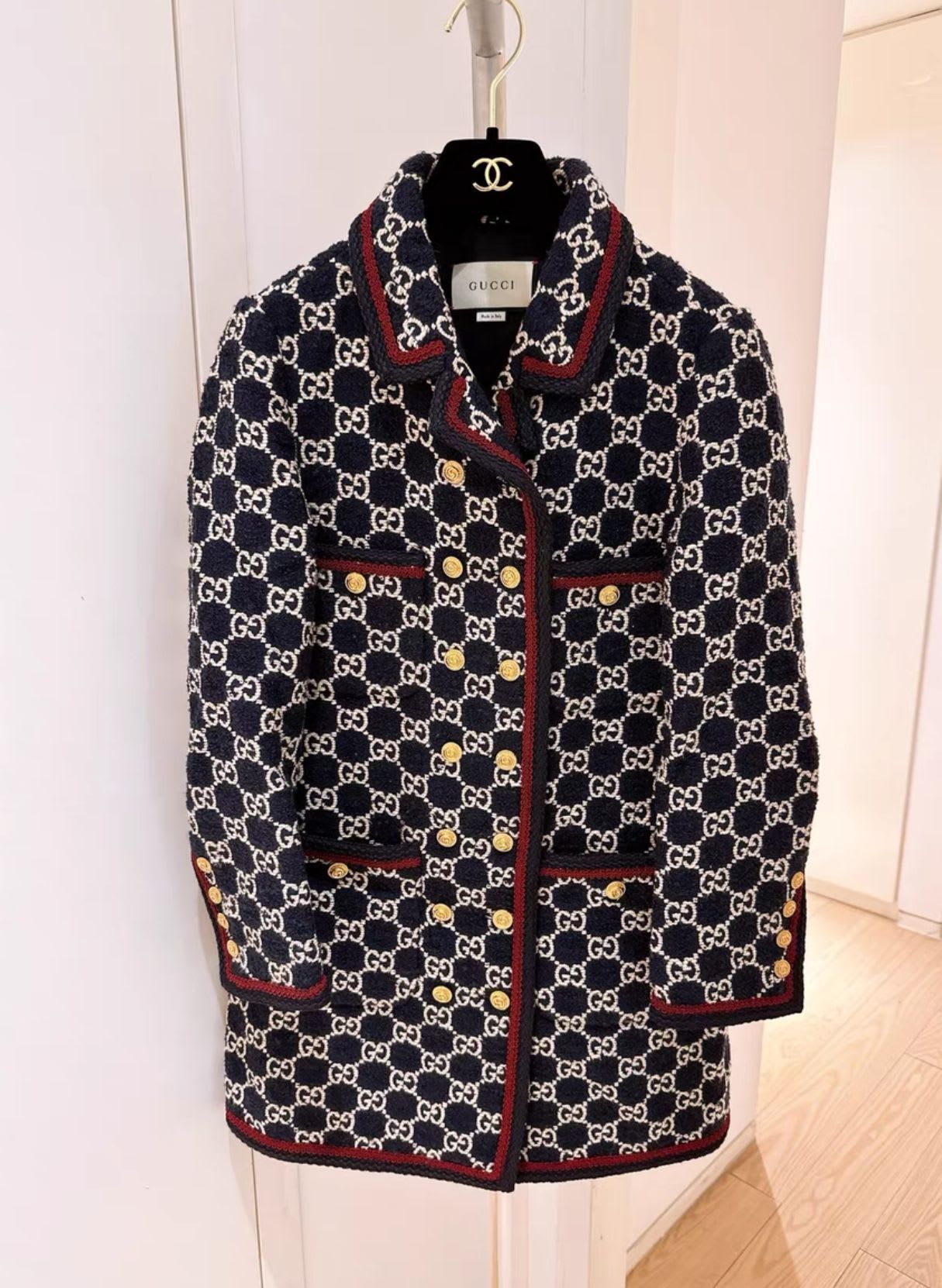 Gucci GG pattern tweed coat