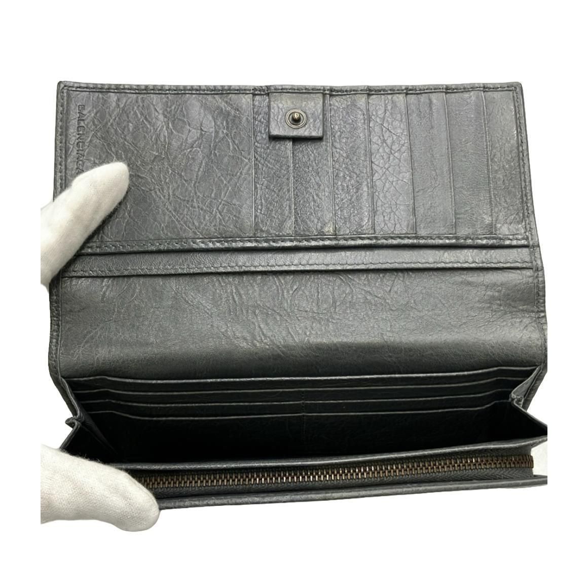 BALENCIAGA Agneau Classic Hardware Money Wallet Gris Fossile ITIUZPRTFWF8