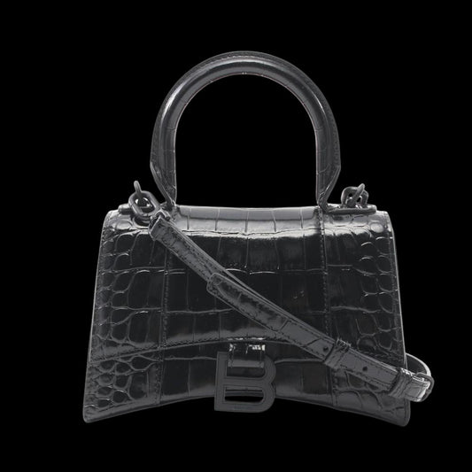 Black Leather Balenciaga Hourglass