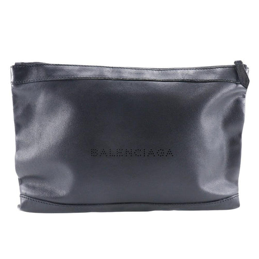 Black Leather Balenciaga Clutch