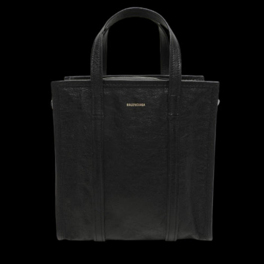 Black Leather Balenciaga Shopper