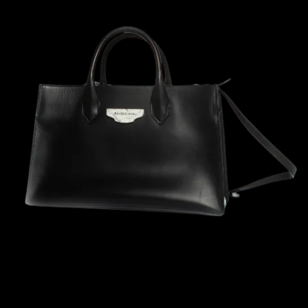 Black Leather Balenciaga Tote