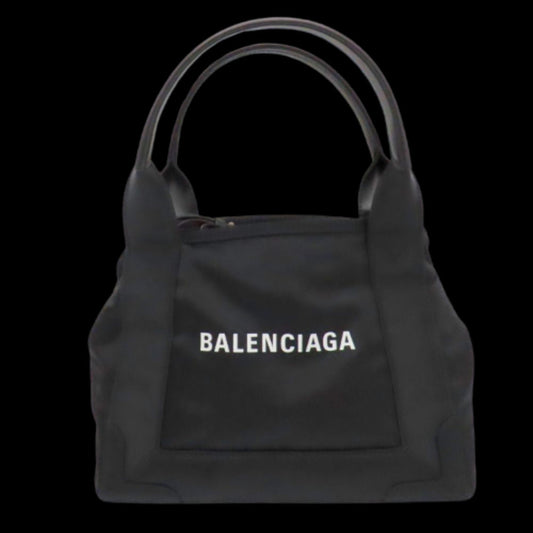 Black Leather Balenciaga Cabas