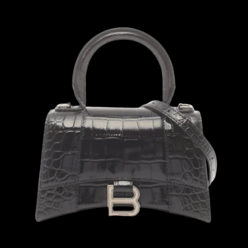 Black Leather Balenciaga Hourglass