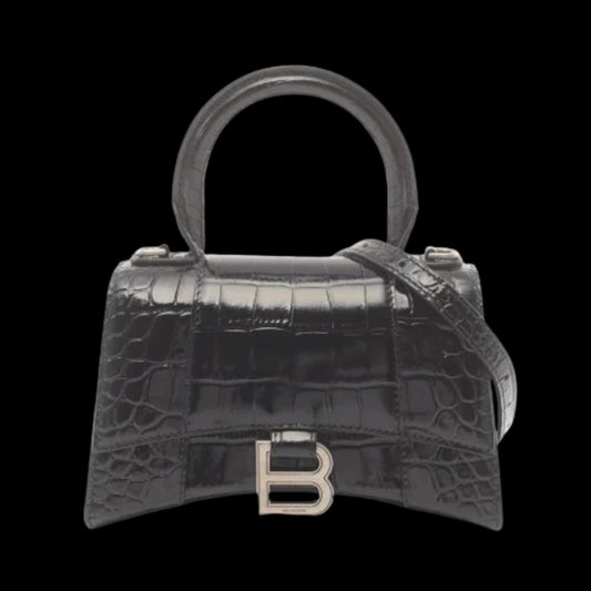 Black Leather Balenciaga Hourglass