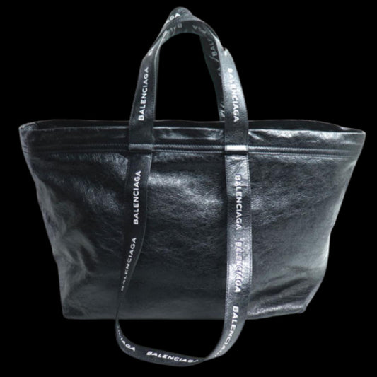 Black Leather Balenciaga Shopper