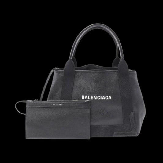 Black Leather Balenciaga Cabas