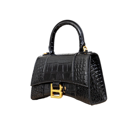 Black Leather Balenciaga Hourglass