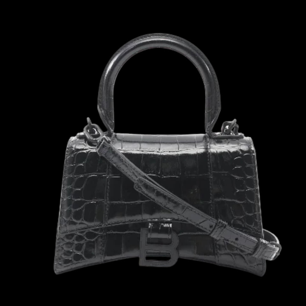 Black Leather Balenciaga Hourglass