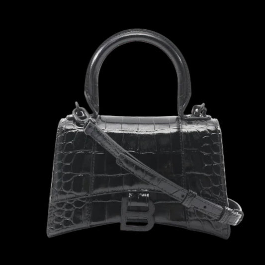 Black Leather Balenciaga Hourglass