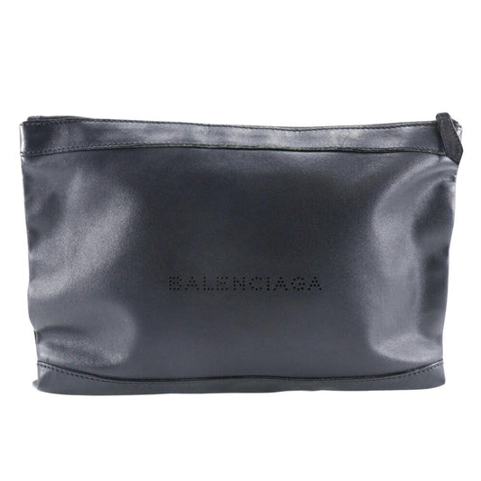 Black Leather Balenciaga Clutch