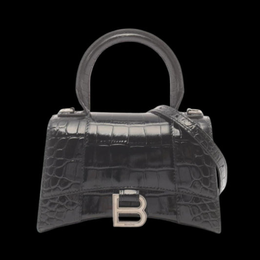 Black Leather Balenciaga Hourglass